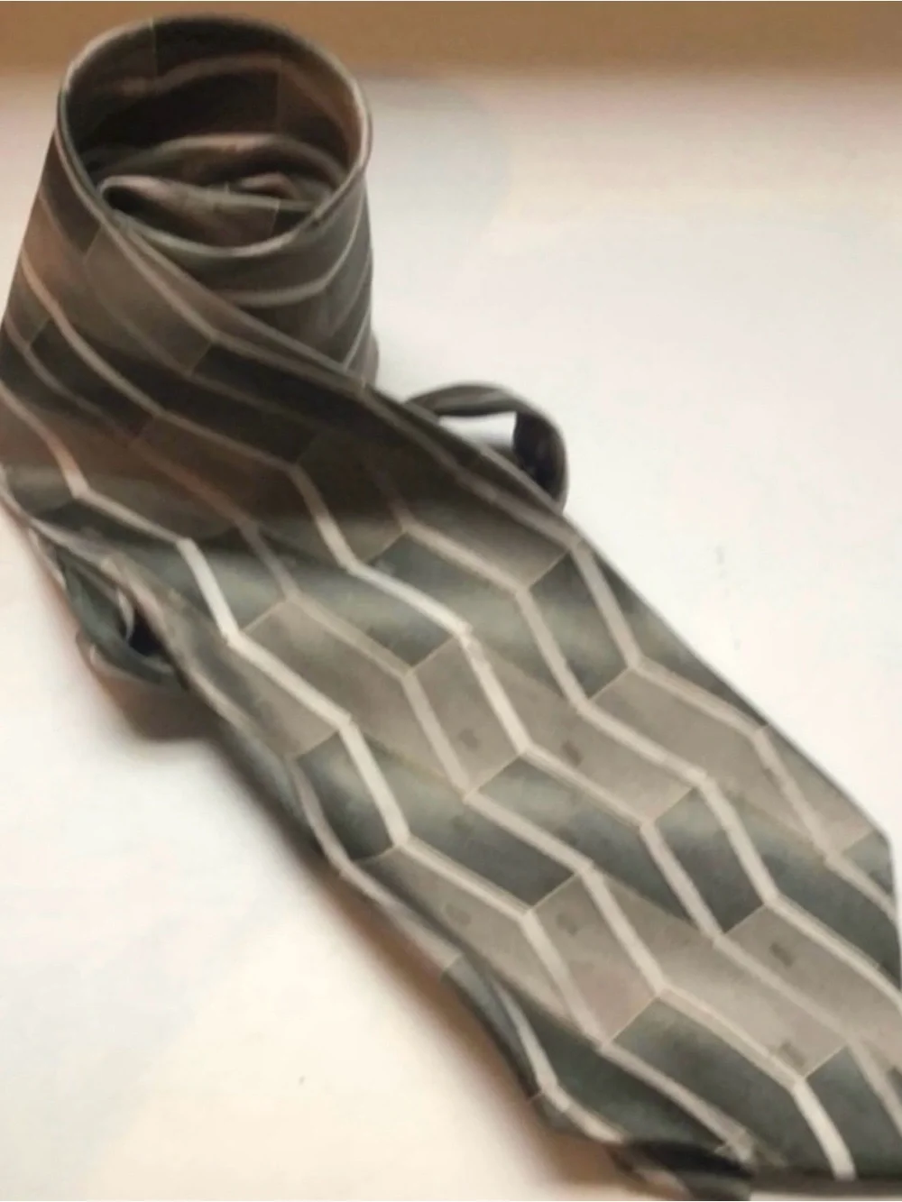 Stafford Tie Men’s Green & Tan Pattern Silk Tie Office Business Dress Necktie